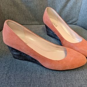 Taryn Rose Coral Red Wedges. 2" Heel, size 7.